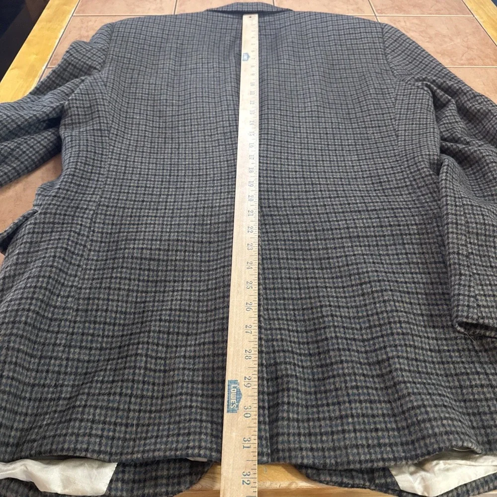 VTG John Weitz Green Brown Plaid Wool Cashmere Blazer Sport Coat Flannel 40L